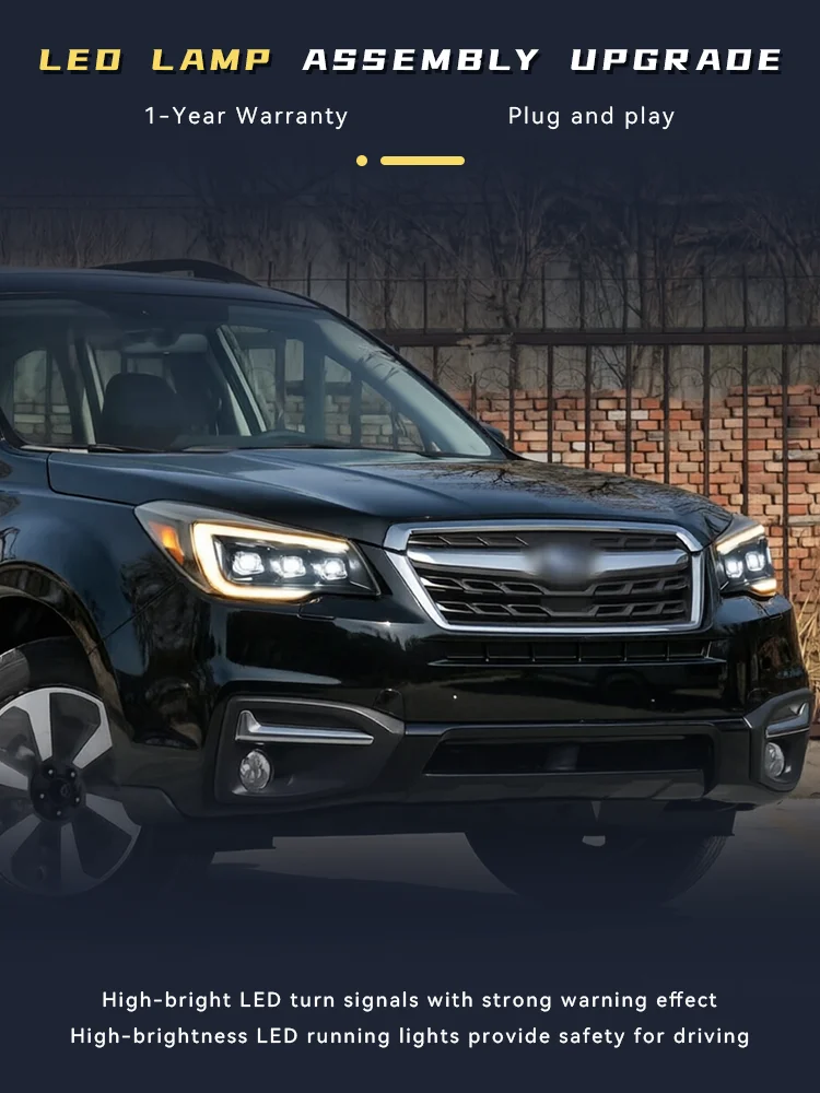 Powerful Headlight for Cars Subaru Forester 2013-2018 Upgrade Front Lamp Projector Lens DRL Full LED Turn Signal Car Accessories
