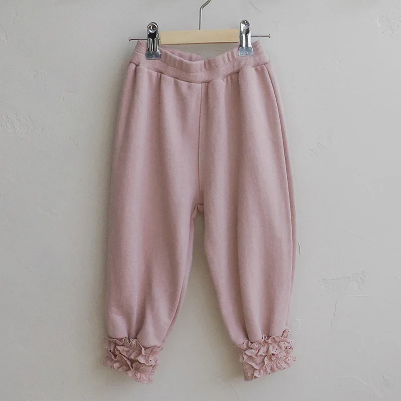 

Осень 2023, новые повседневные свободные спортивные спортивные штаны в корейском стиле для девочек, милые модные детские брюки с цветочной вышивкой