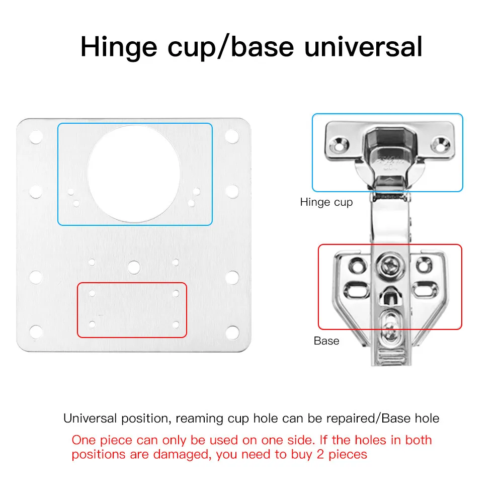 

1pcs Hinge Fixing Plate Thickened Stainless Steel Cabinet Door Installation Repair Sheet Cabinet Hinge Hardware Accessory