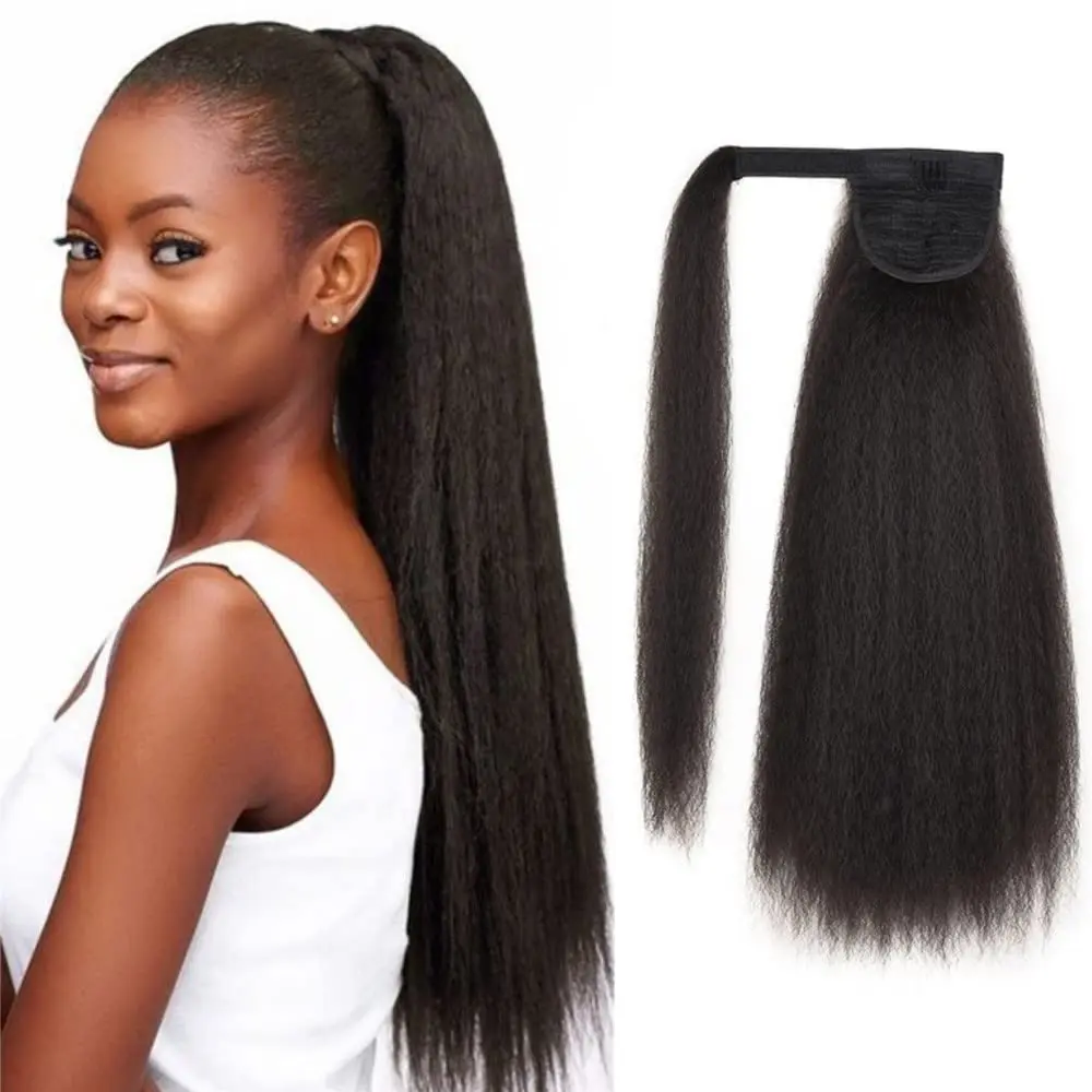 18 inches Africa kinky yaky texture wrap around synthetic ponytail with clips hair extension