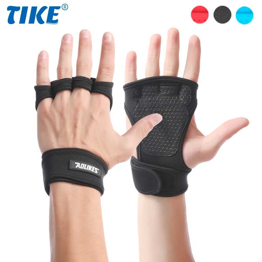 TIKE 1Pair Professional Sports Cross Training Gloves with Wrist Support for Fitness,WOD,Weightlifting,Gym Workout & Powerlifting