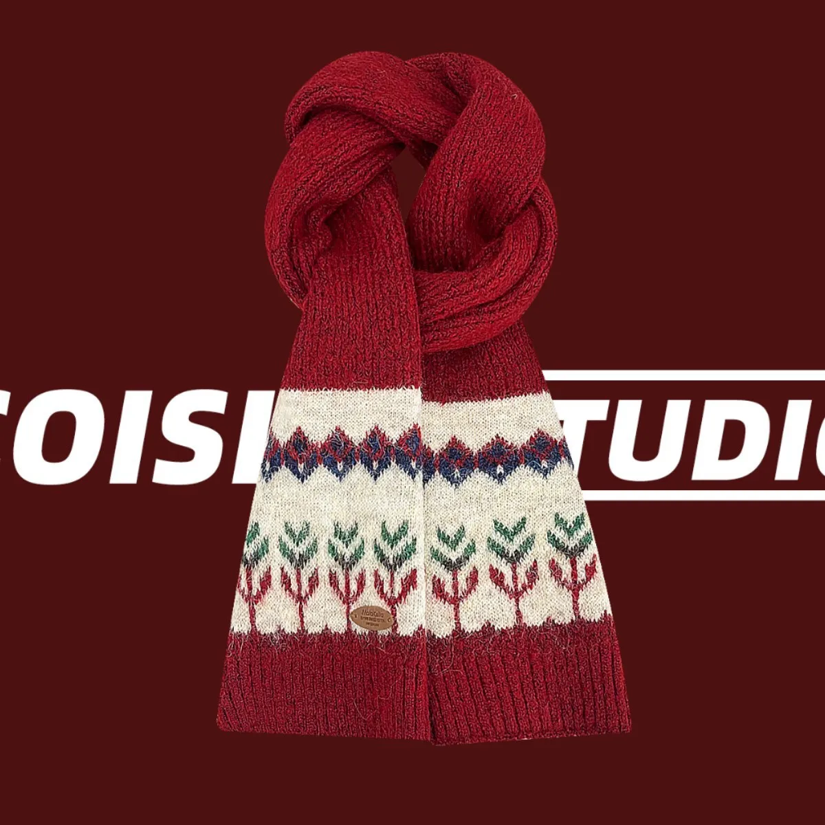 

2025 Winter New Style Red Jacquard Knitted Women's Scarf with Thick Warm Atmosphere for Couples Wearing a Shawl Outside the Neck