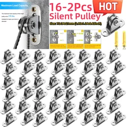 2/4PCS Stainless Steel Pulley Block Kit Silent Pulley Heavy Duty Fixed Pulley Detachable Loading 176Lb Lifting Wheel Moving Tool