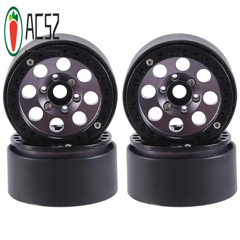 

AC52-4PCS 1.9 Metal Beadlock 8 Round Hole Wheel Hub Rim For 1/10 RC Crawler Axial SCX10 90046 AXI03007 TRX4 Redcat D90