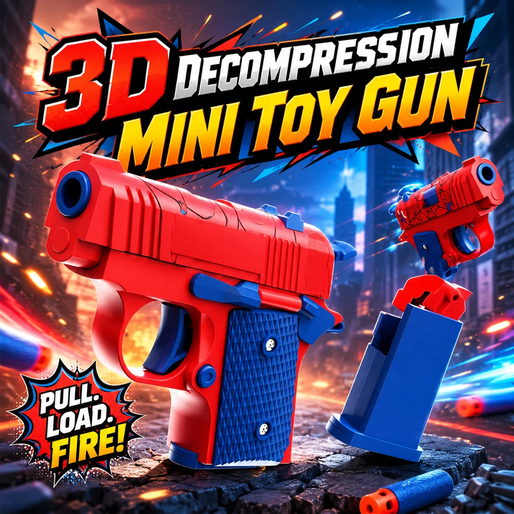 

3D Decompression Mini Toy Gun, Cool Boy Carrot Pistol Toy, Stress Relief Handheld Model for Kids Party Gift