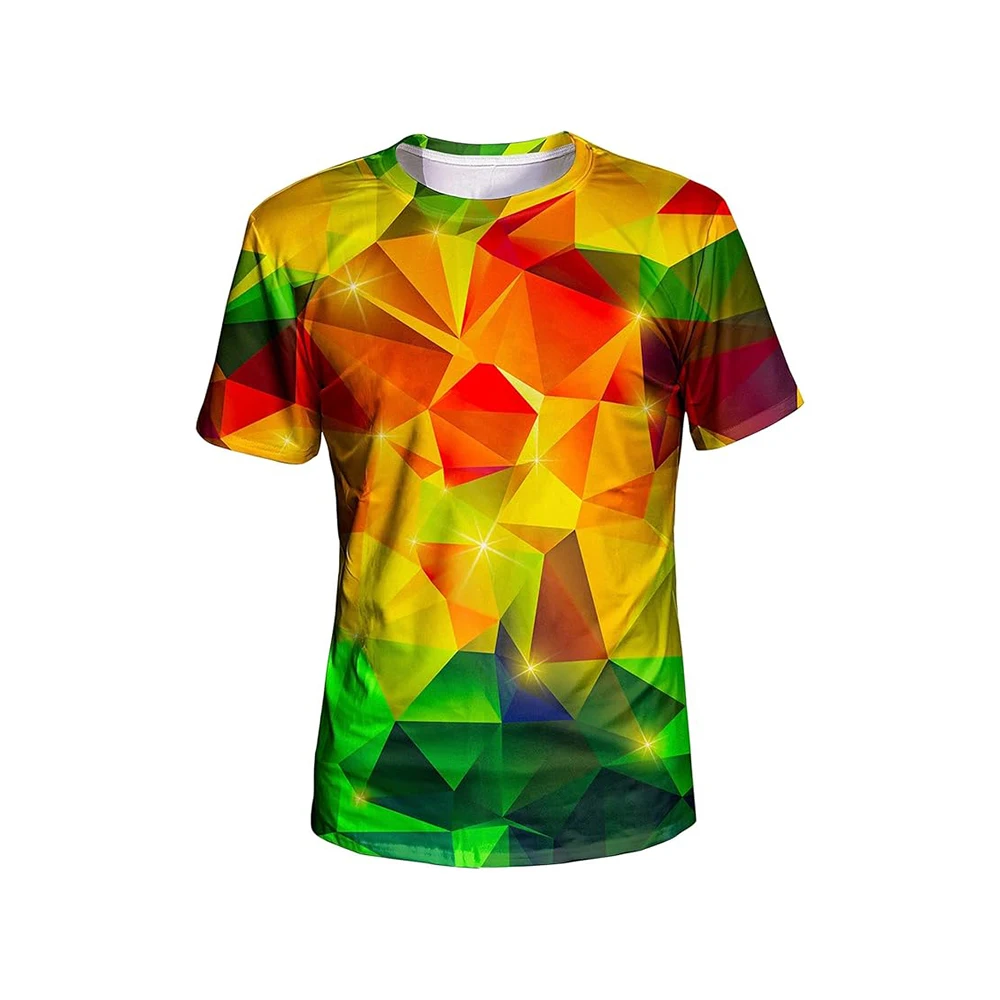 

Unisex Prism Design T-Shirt Colorful Geometric Print Short Sleeve Tee Soft Breathable Cotton Trendy Streetwear Top for Men Women