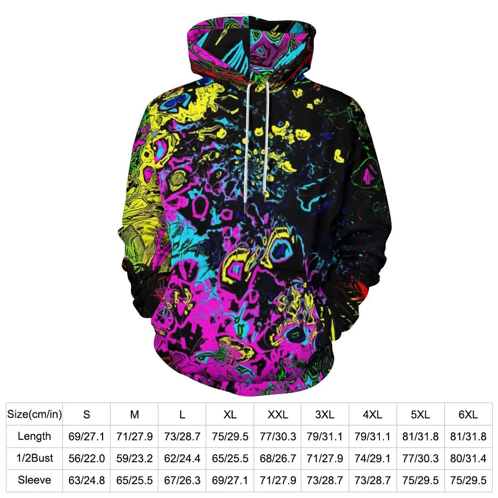 Colorful Paint Splatter Casual Hoodies Abstract Pattern Loose Hoodie Men Long-Sleeve Aesthetic Design Hooded Sweatshirts