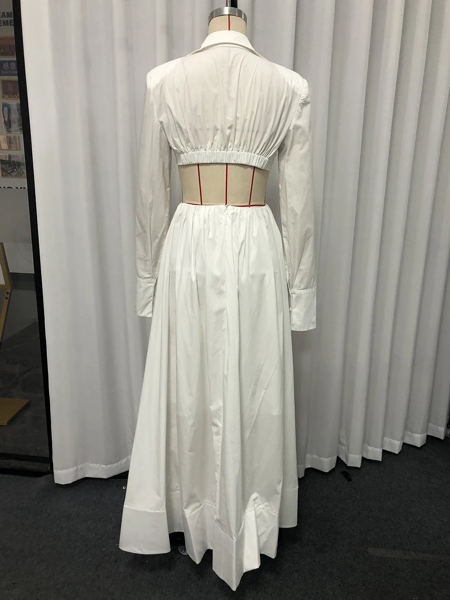 VGH-Conjunto de dos piezas adelgazante para mujer, minivestido Sexy de manga larga con cuello de pico, falda de cintura alta, conjunto de temperamento, moda femenina, nuevo