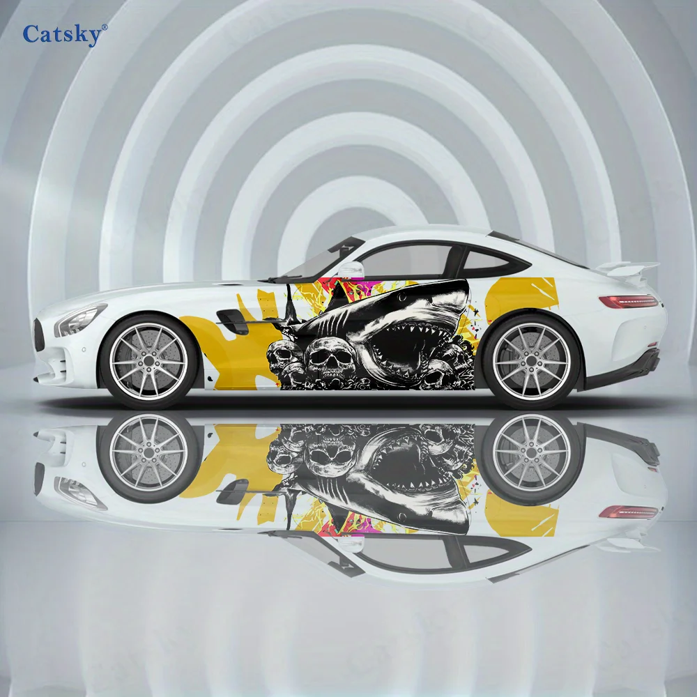 

Skeleton Shark Collision Car Vinyl Wraps Decal Self-adhesive PVC Sticker Suitable for Trucks SUV Decor Auto Accessories Gift