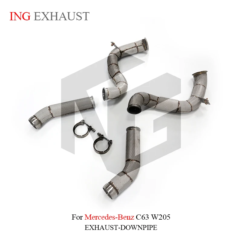 ING Header Downpipe for BENZ AMG C63 W205 4.0T V8 Catless Stainless steel 304 Engine Nozzle Customize Performance Tube Exhaust