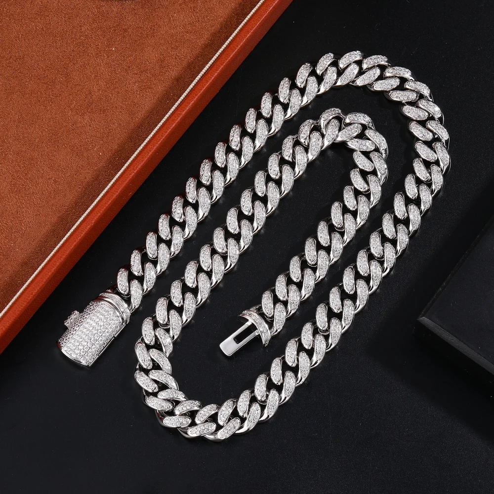 

Кубинская цепочка с инкрустацией кубическим цирконием, ожерелье со льдом, полное покрытие, колье с камнями CZ, модный подарок для мужчин, ювелирные изделия в стиле рэпер, рок