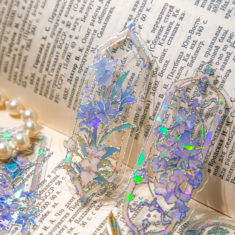 4 نمط 10 قطعة/الحقيبة الإشارات المرجعية البلاستيكية لقاء الزهور والمناظر الطبيعية سلسلة الساخن مختوم غير النظامية زهرة طالب القراءة الإشارات المرجعية الهدايا