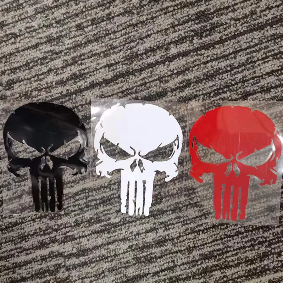 1PCS Reflective Punisher Skull Blood Car Stickers Helmet Motorcycle Tank Decal Waterproof Vinyl Accessories Creative 10x7.7cm