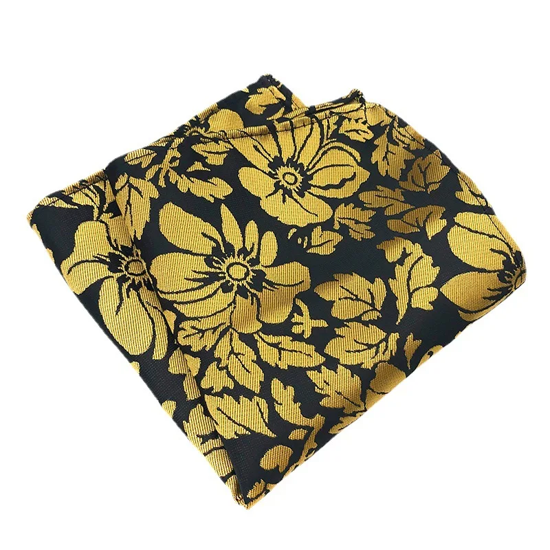 25*25cm New Man\'s Floral Leaf Polyester Pocket Square Woman\'s Wedding Casual Business Party Handkerchief