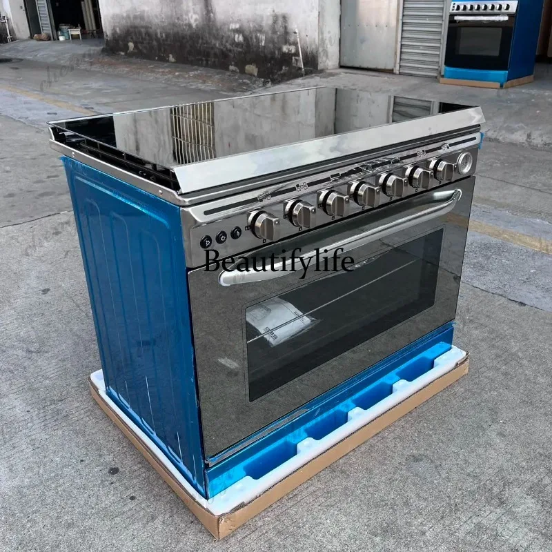 Stainless Steel Gas burner Oven Combo 4 5 6 Heads Gas Stove Gas Furnace Household Freestanding Cooker