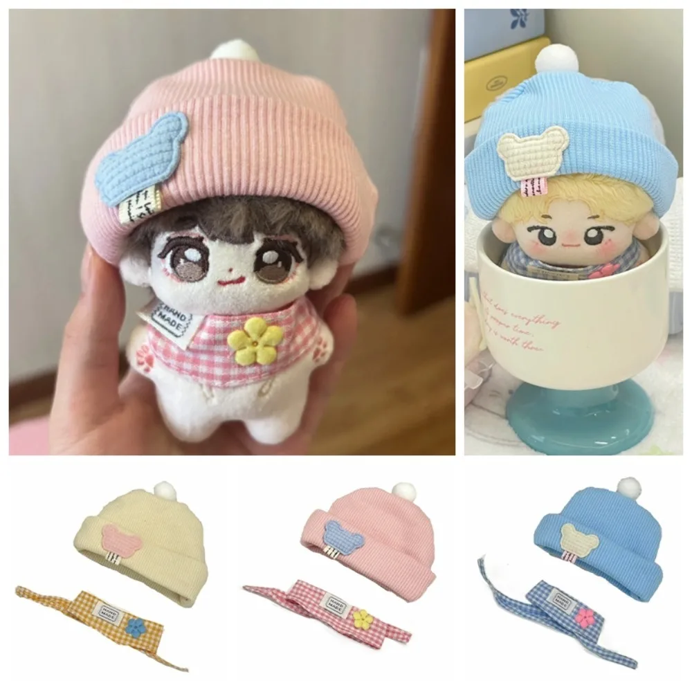

Mini Bear Hat Bib for 10cm Idol Cotton Doll Lovely Doll Clothes Outfit Lovely DIY Clothing Set Doll Dress Up Accessories