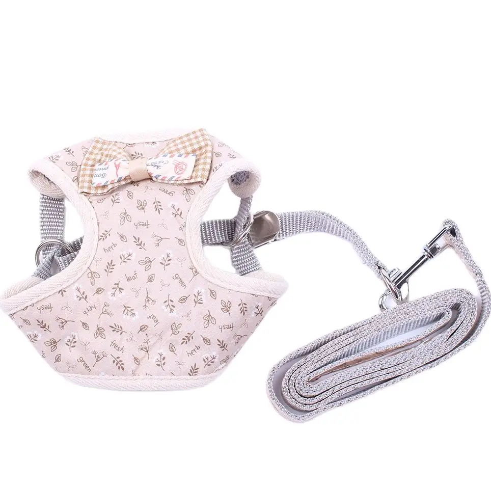 Dog Cat Mesh Control Harness&Leash Set Floral Patterns Pet puppy Harness Soft Mesh Walk Collar 3 Sizes 2 Colours