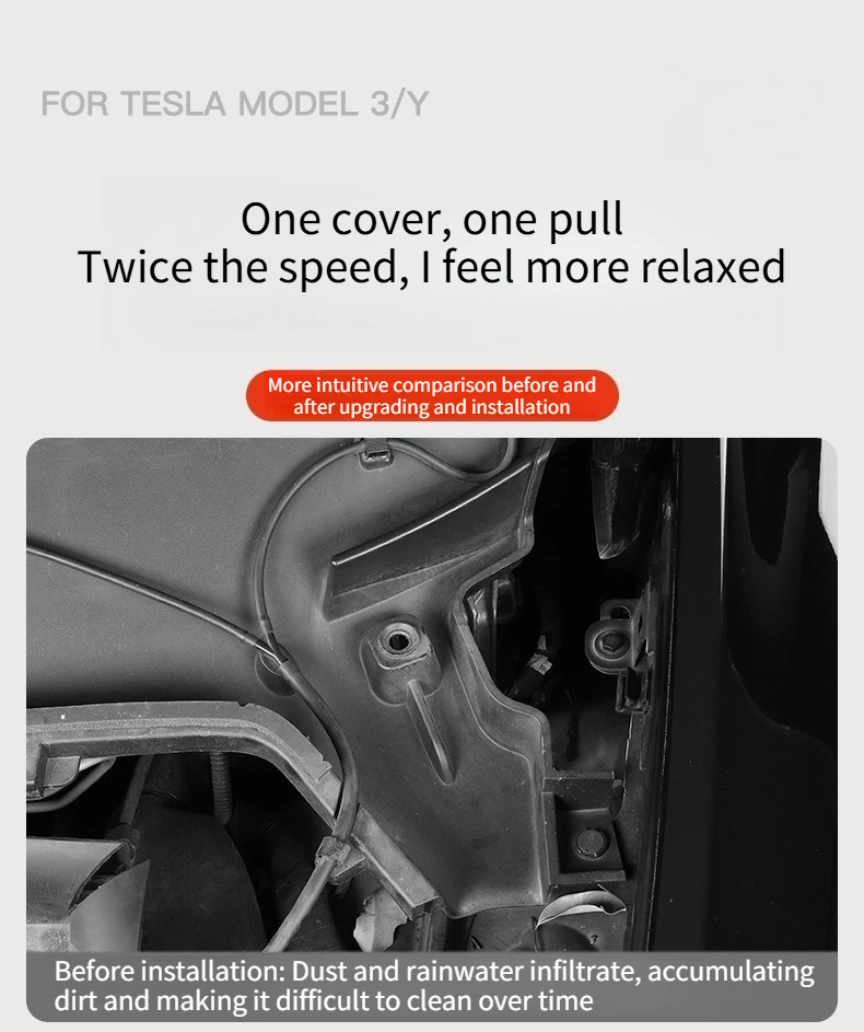 Für Tesla 3/Y/YL Highland Juniper 2026: Vordere Kabinen-Anti-Verstopfungsabdeckung, Wasserkanalabdeckung und Blätterblockierender Frunk-Schmutzfilter – Detail 2