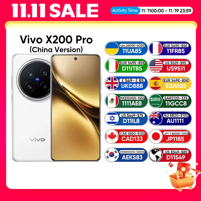 Original VIVO X200 Pro 5G Smartphone Dimensity 9400 CPU 6.78'' 120Hz AMOLED Screen 6000mAh 90W FlashCharger 30W Wirelesscharge