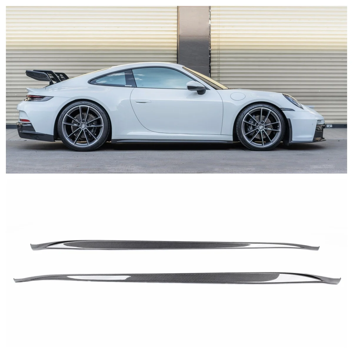 

Hot sale car 992 side skirt suitable for Porsche 992 GT3 Carrera Carrera S dry carbon fiber extended side skirt