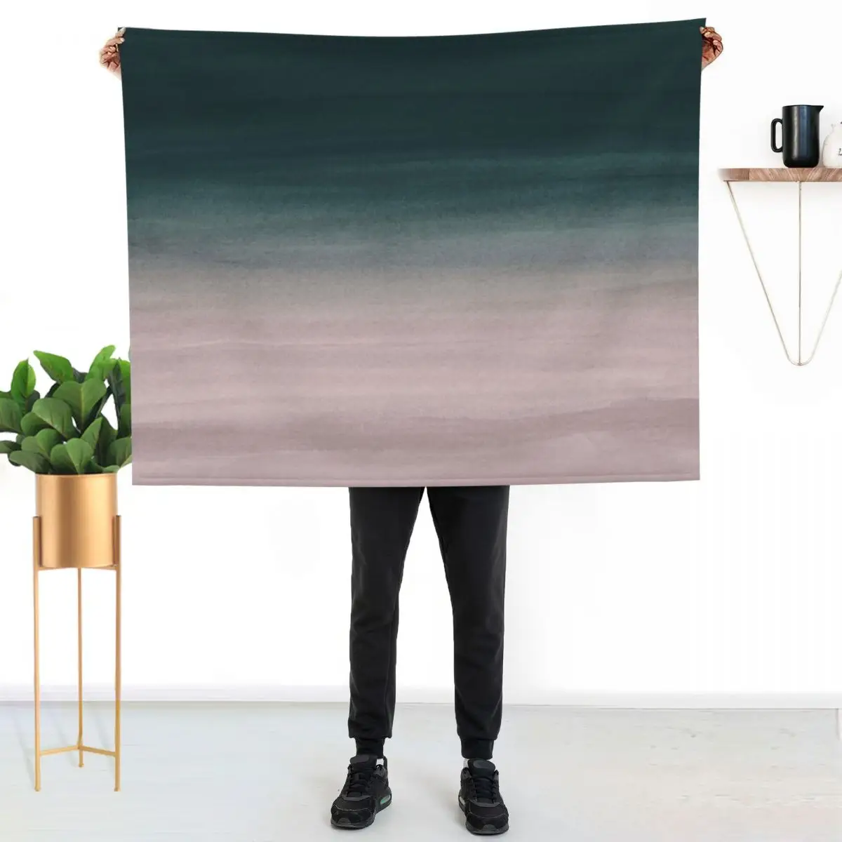 Touching Teal Blush Watercolor Abstract #1 #painting #decor #art Throw Blanket Moving Polar Sleeping Bag anime Blankets