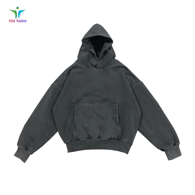 

Industrial Wash Kanye Double Flat Hooded Sweatshirt Vintage Heavyweight High Street Kanye Hoodie Thick Fabric 3000G