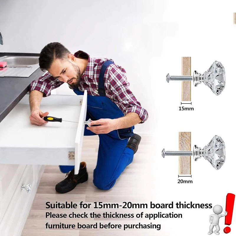 6Pcs Cabinet Knob with Screws 30mm Round Drawer Knob Set Plastic Single Hole Cupboard Handle Cabinet Furniture Drawer Handle view 5