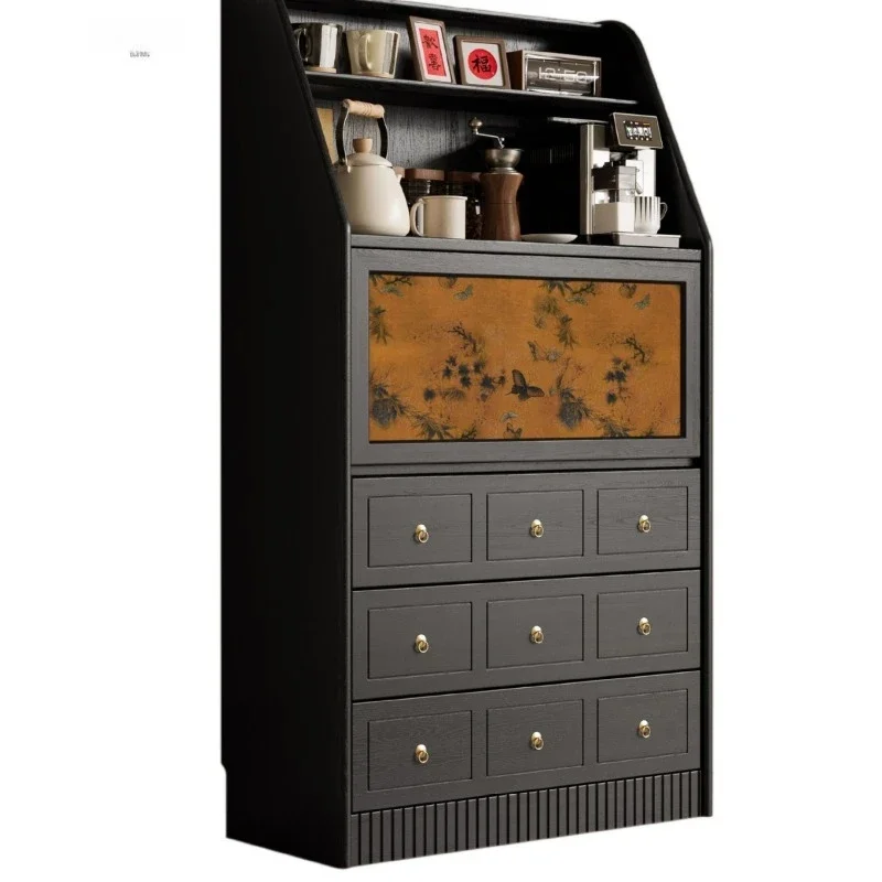 

American retro solid wood bucket medieval style meal multi-functional storage cabinet French country tea cabinet