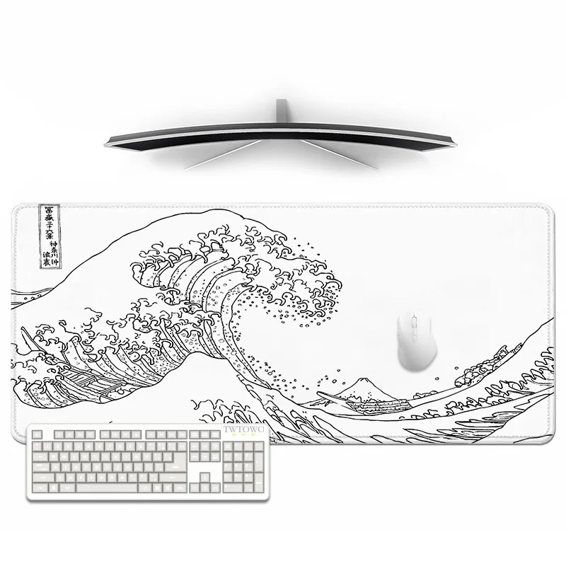 Gamer Mouse Pad Gamer Black And White Great Wave xl New Custom Computer Large Mousepad xxl Mousepads Natural Rubber Pc Table Mat