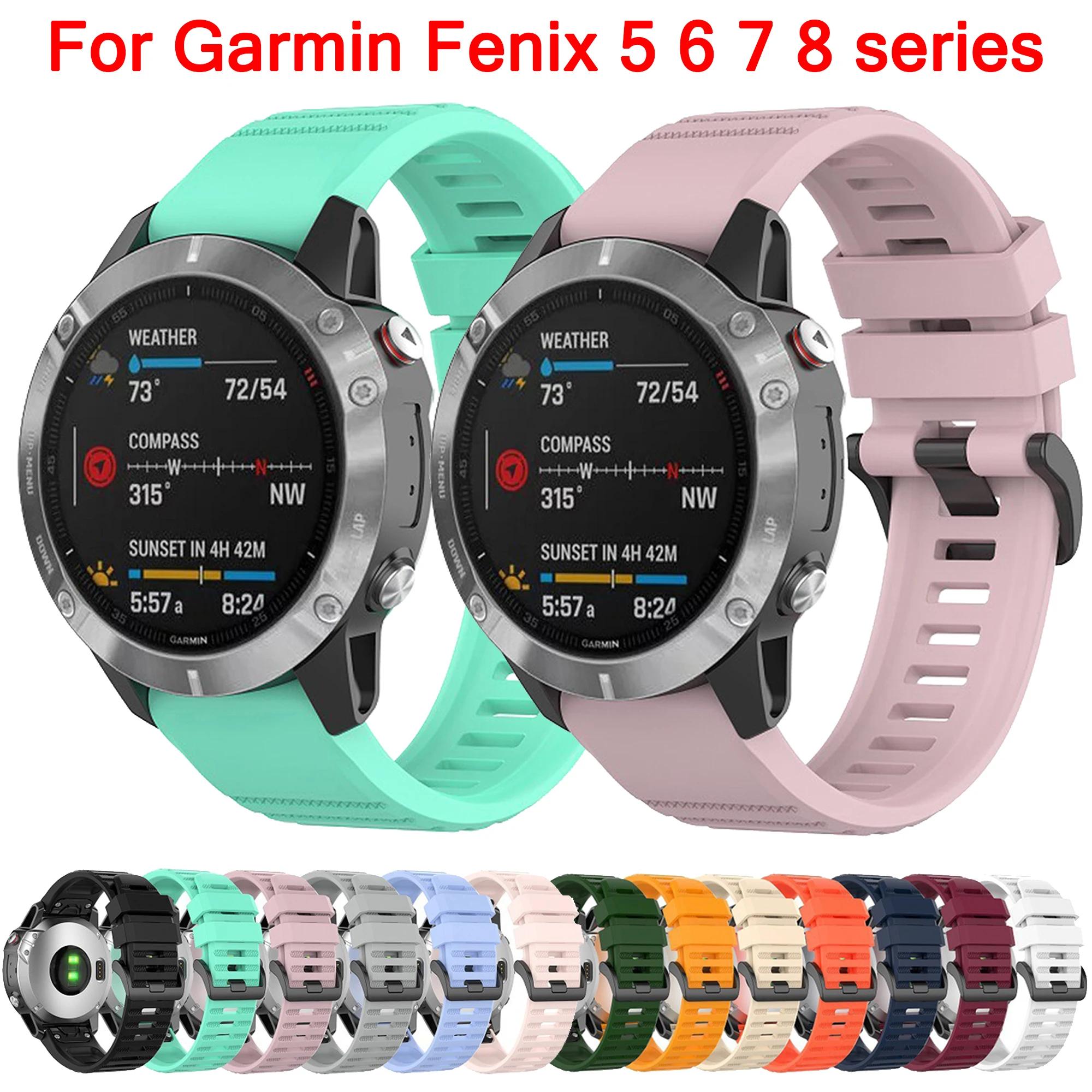 

QuickFit 26mm 20mm 22mm Silicone Band For Garmin Fenix 7 7X 5 Plus 6X Pro Enduro 2 Bracelet Watchband Forerunner 965 Watch Strap