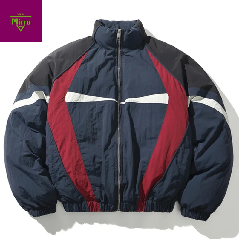 Men Winter Jackets Thicken Warm Parkas Coats Patchwork Vintage Oversized Padded Jackets Streetwear Harajuku Hip Hop Jackets
