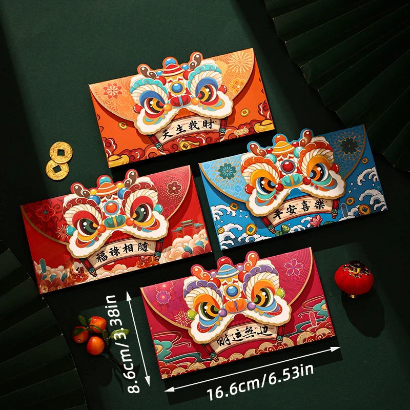 2025 Chinese Red Envelope Serpent Year Spring Festival Dance Lion Lucky CNY Red Envelopes Packet Envelope for Party New Year