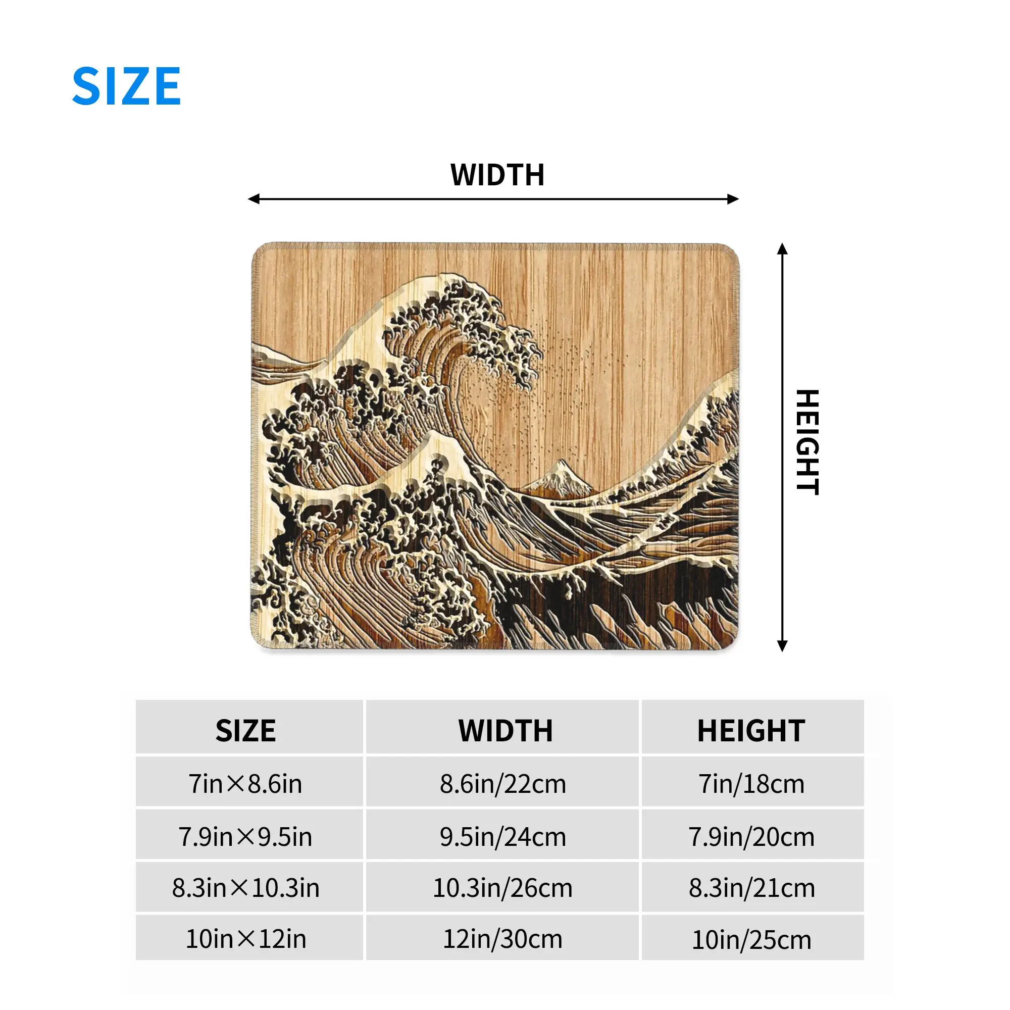 The Great Hokusai Wave in Bamboo Inlay Style Mouse Pad Computer Keyboard Mouse Mat Gamer PC Laptop Desk Mat Office Table Mats