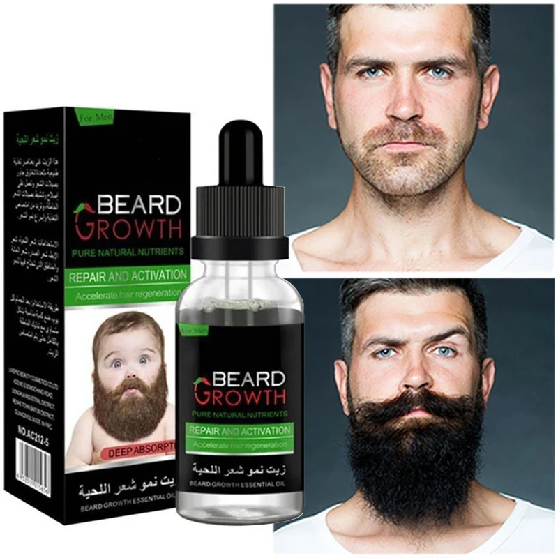 Natural Men\'s Beard Essential Oil Hair Loss Treatment Quick Growth Repair Maintenance Nourish Ginger Vitamin E Beard Care 30ml