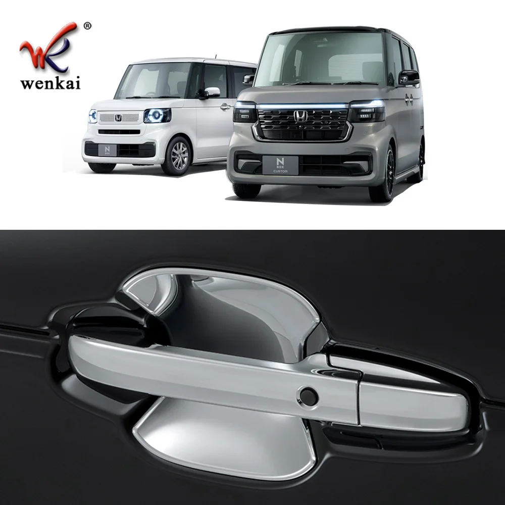 For Honda N-box JF5 JF6 2023 Chrome Car Door Handle Bowl Cup Protective Cover Trim Cap Sticker Styling