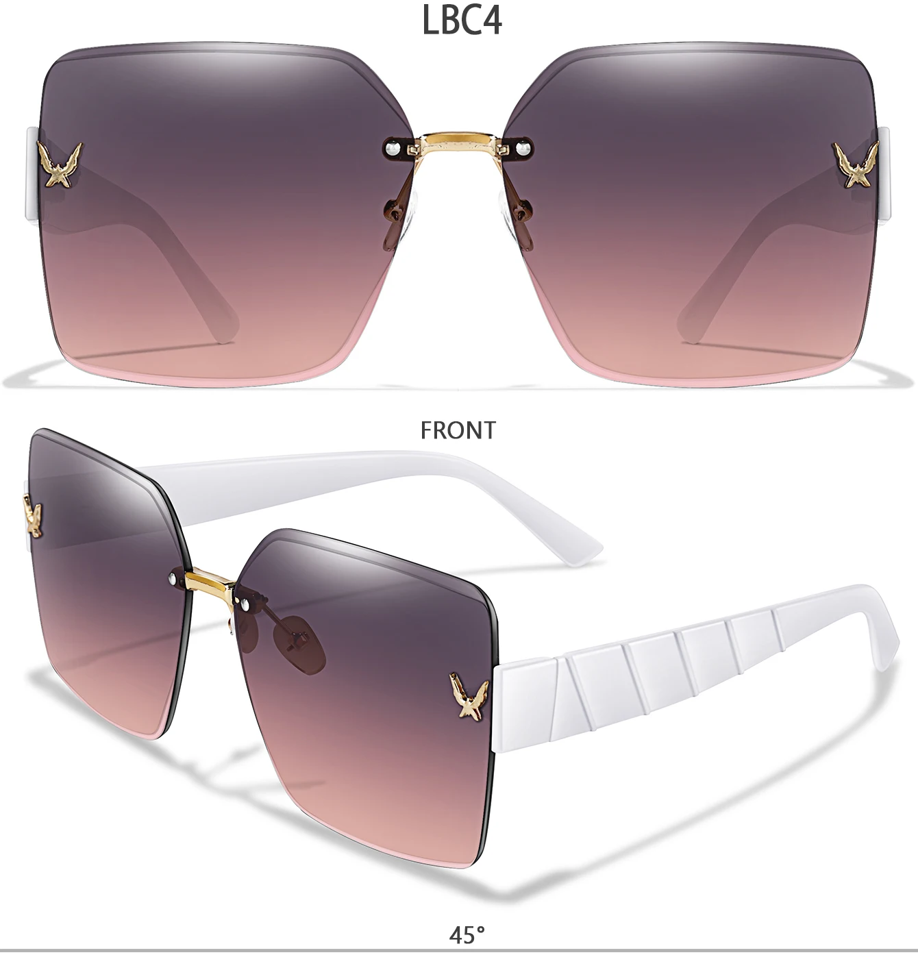 Trendige randlose Sonnenbrille für Damen und Herren, lässige quadratische Brille mit UV-Schutz für Outdoor-Wandern, Angeln, Radfahren – Detail 7