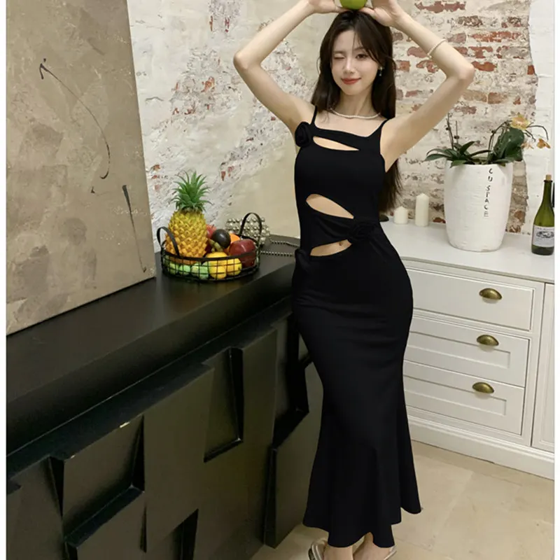 2025 verano Sexy Hottie Slip vestido ahuecado vestidos largos falda envolvente de cadera mujeres Casual moda Sweie Gilr Night Club disfraz