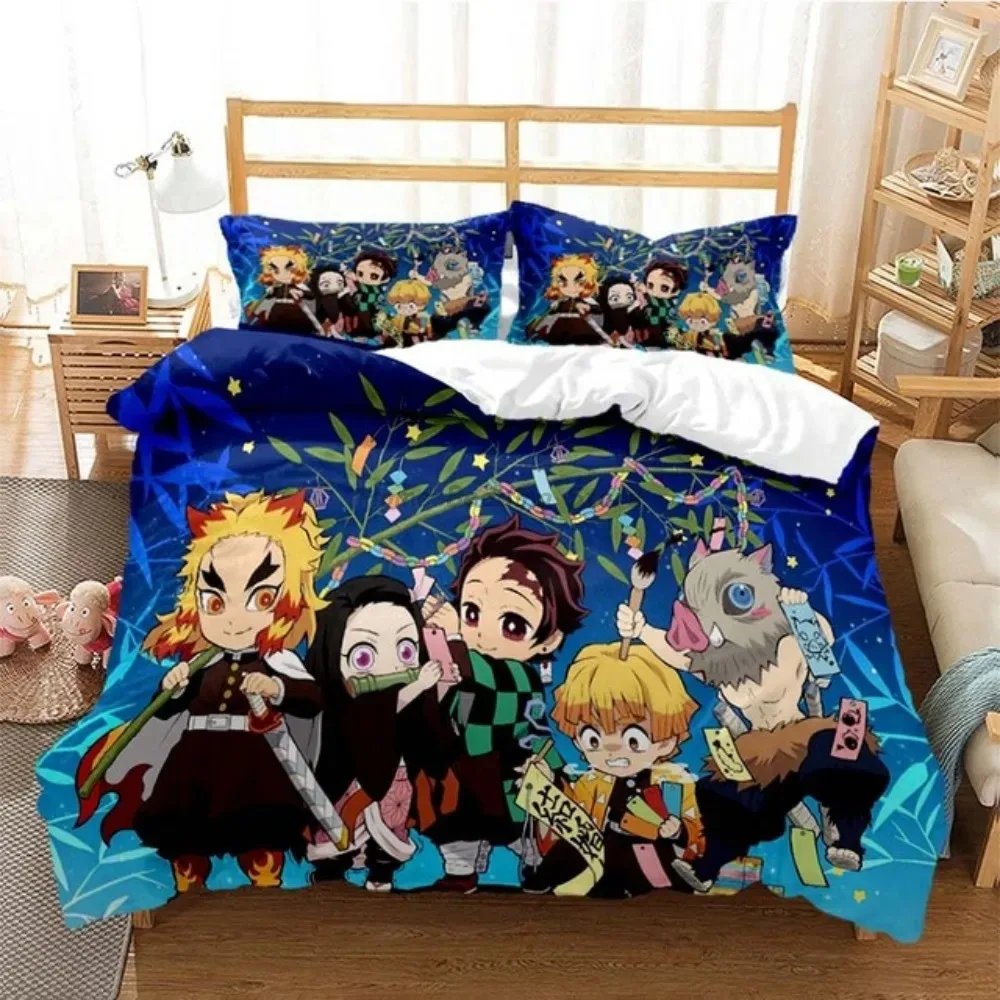 

Hot Anime Demon Slayer Bedding Set Japanese Cartoon Bed Linen 200x220 Teens Girls Twin Single Queen King Full Duvet Cover Sets