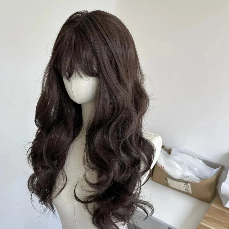Hair New Fashion Sexy Women's Long Natural Dark Brown Wavy Wigs 24 In
