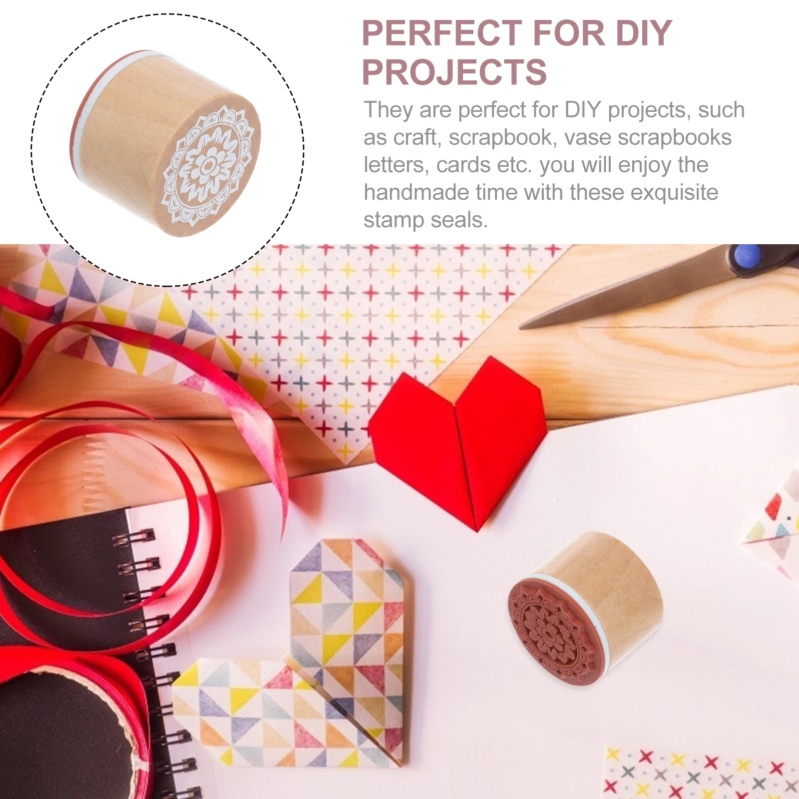 

6pcs Retro Wooden Set Pattern Scrapbook Diy Seals For Kids Creative Art Craft Stationery Gift Storage Jar