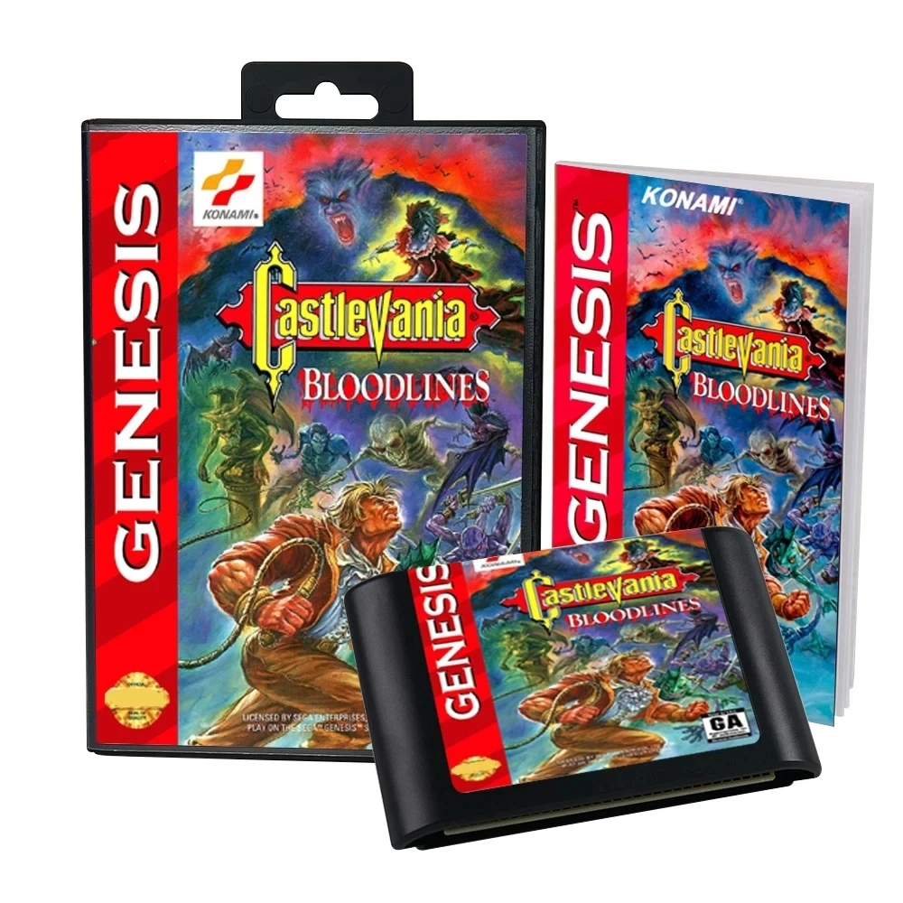 Castlevania Bloodlines NTSC-U Only with Box and Manual for 16 Bit Sega MD Game Cartridge Megadrive Genesis System