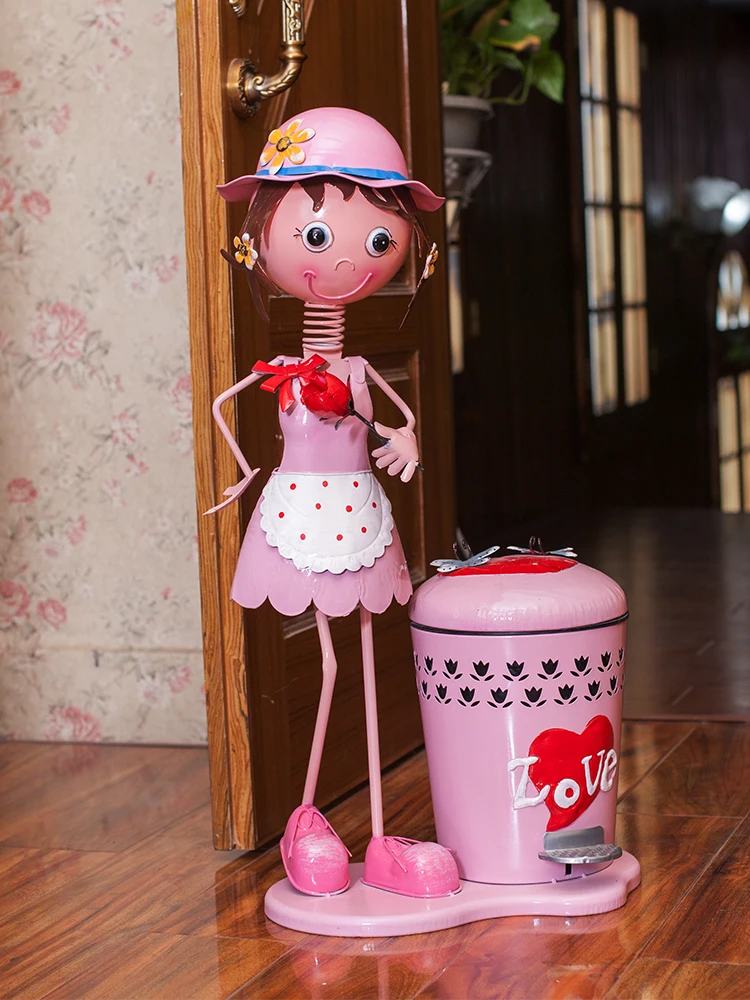 GY Fashion Dust Bin Home Teenage Creative Living Room Children's Bedroom Cute Cartoon Foot with Lid