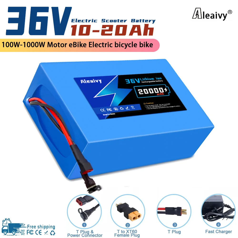 

‌36V 20Ah Li-ion Battery for E-Bike/E-Scooter, IP65 Waterproof PVC Case,Compatible‌ with 100-1000W Motor+Fast Charge