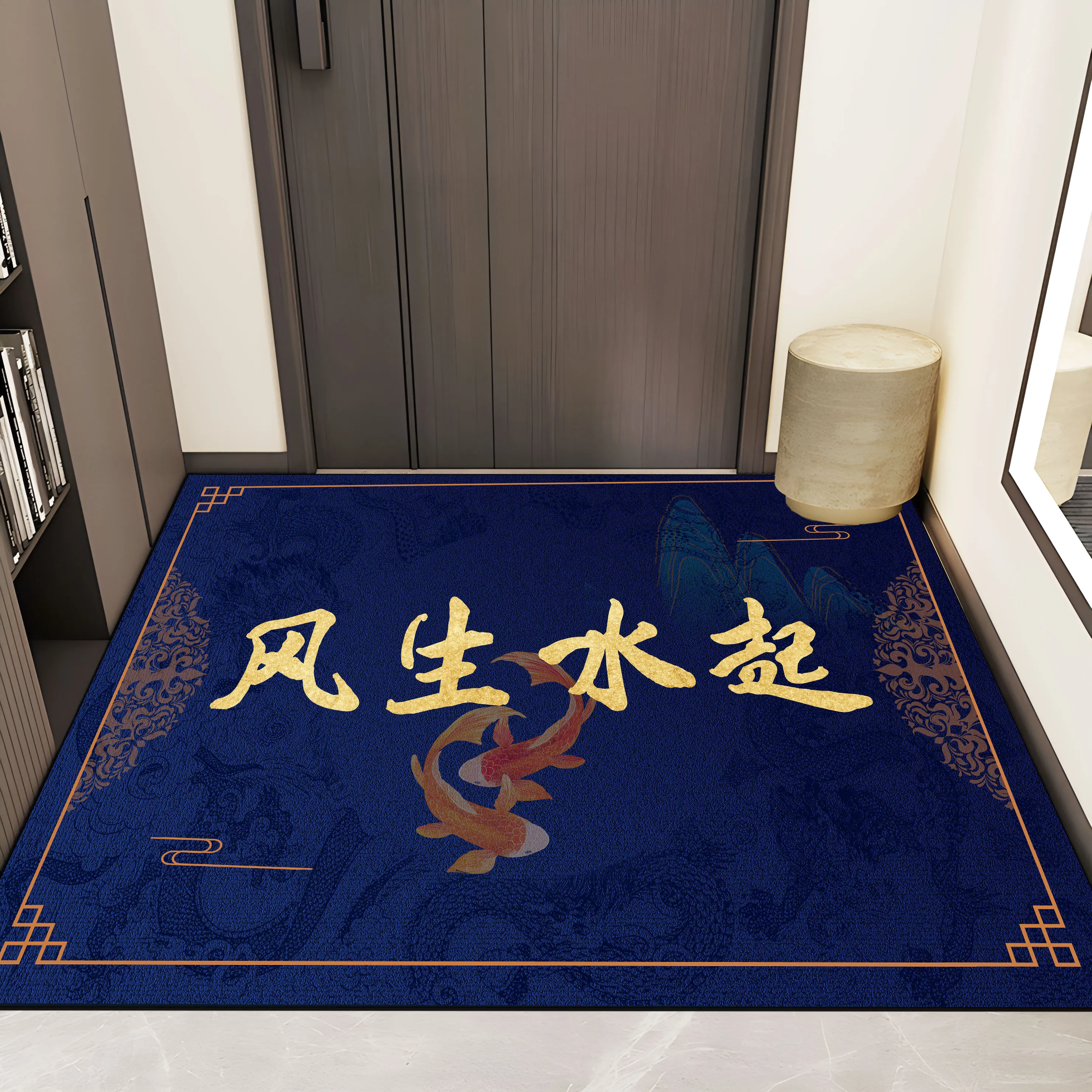 

Modern Chinese Sle Entrance Mat Blue New Design Door Mat Indoor Floor Rug Anti-Slip Wear-Resistant Home Decor Doorway Mat