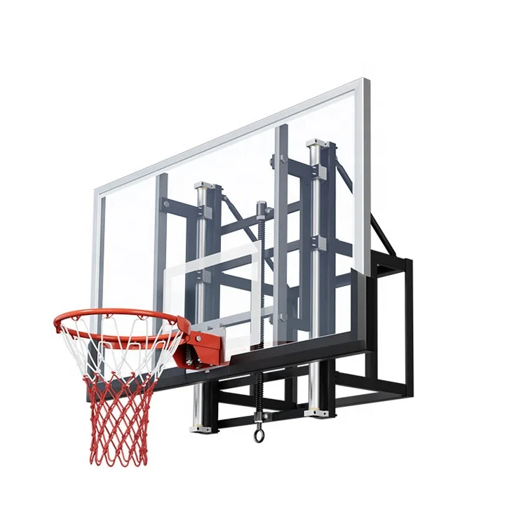 Vertical Manual Lifting Basketball Hoop Set Wall Mount Basketball Backboardpromote sales