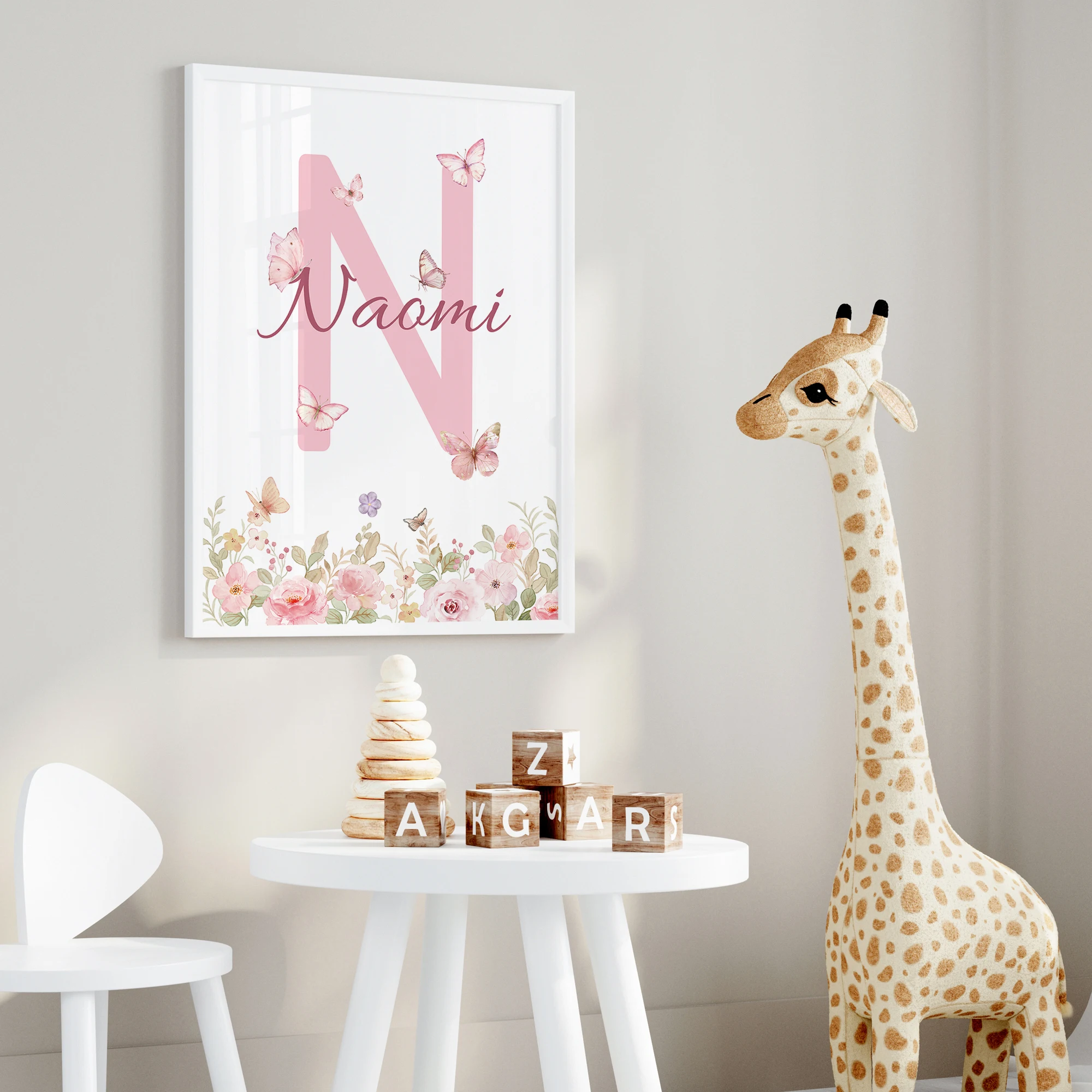3pcs Personalized Custom Name Cartoon Child Butterfly Wall Art Print Picture Canvas Poster Painting For Living Room Home Decor image 3