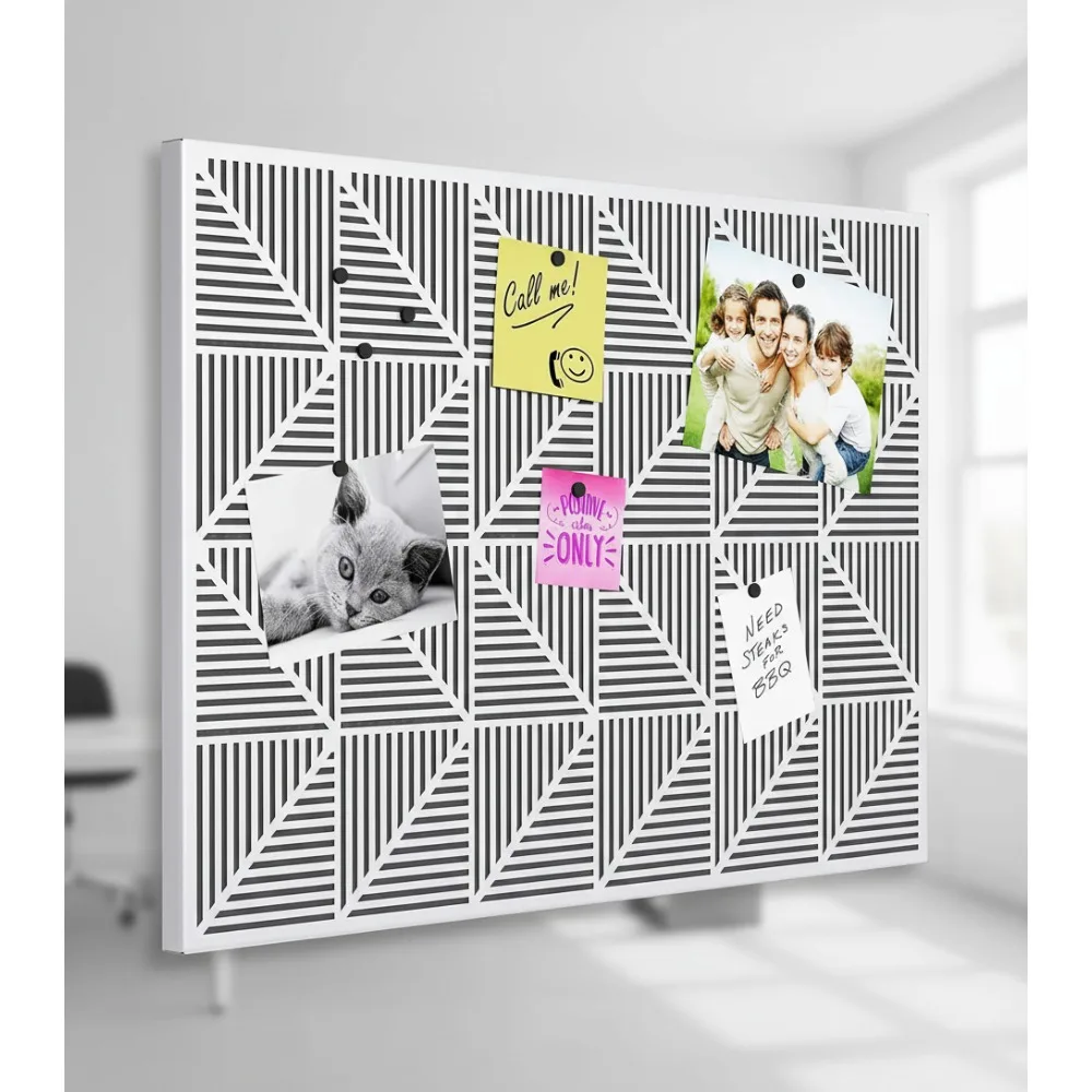 

Modern Magnetic Bulletin Board with Push Pins, White Wall Mounted Message Board for Home Office Decor