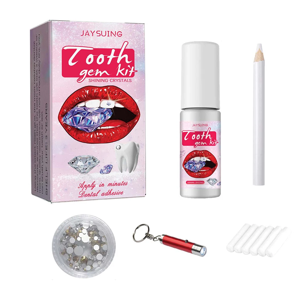 DIY diş dekorasyon kiti kür ışık tutkal diş beyazlatma Gem kiti ile güvenilir kristal takı diş Gem profesyonel süs