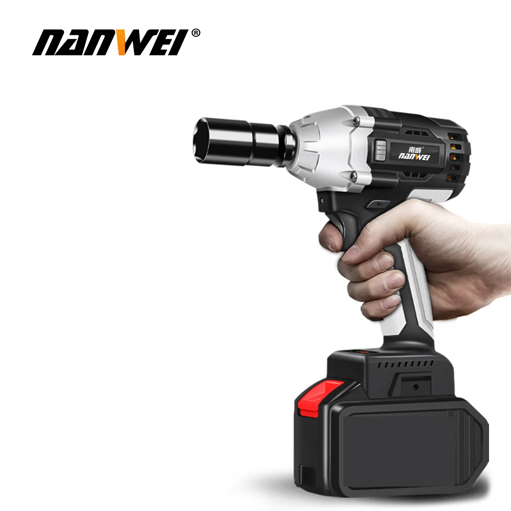 NANWEI Brushless Wrench Electric Impact Wrench Socket Li-ion Battery 21V Hand Drill Installation Power Tools Variable Speed