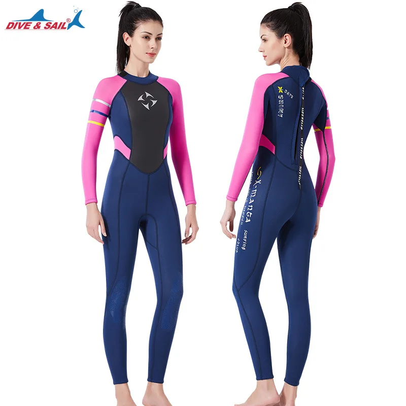 Chloroprene 3MM wetsuit women's one-piece long sleeve warm diving suit outdoor cold surf snorkeling winter swimsuit Beach outfit